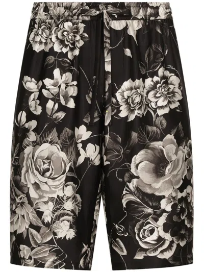 DOLCE & GABBANA FLOWER PRINT SILK SHORTS