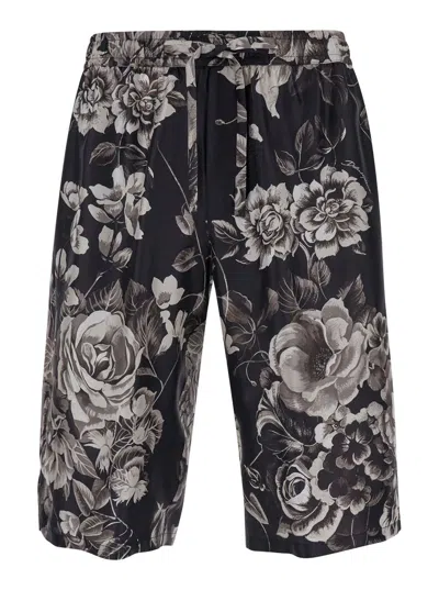 Dolce & Gabbana Floral-print Silk Vanity Shorts In Multicolor