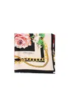 Dolce & Gabbana Flower Print Silk Twill Scarf In Neutral