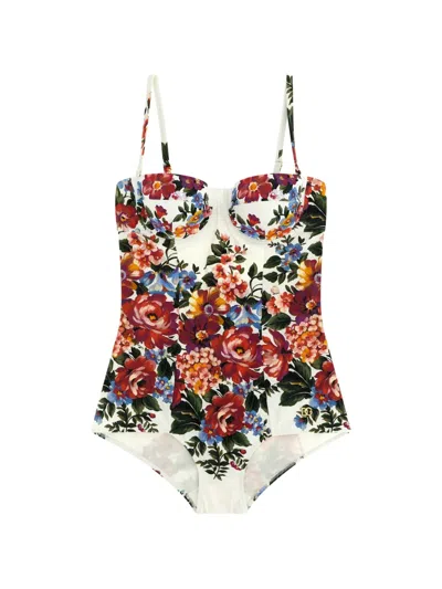 Dolce & Gabbana Women One-piece Swimsuit With Floral Print In Multi