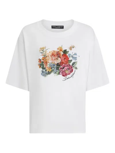 Dolce & Gabbana Flower-print T-shirt In White