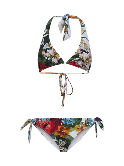 DOLCE & GABBANA FLOWER PRINT TRIANGLE BIKINI