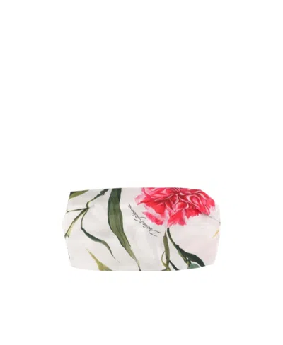 Dolce & Gabbana Flower Printed Cotton Headband In Multi