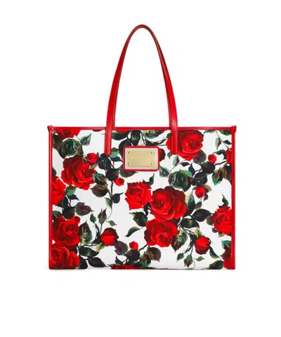 Dolce & Gabbana Flower Printed Large Shopping Bag In Multicolor