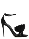 Dolce & Gabbana Satin Sandals With Floreal Application In Black
