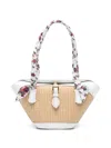 Dolce & Gabbana Borsa A Spalla Coffa Capri In Rafia Con Stampa Floreale Dolce E Gabbana In Nude