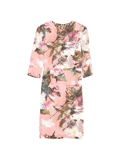 Pre-owned Dolce & Gabbana Flowers-print Midi Dress In Pink