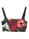 Dolce & Gabbana Floral Print Cropped Dress With Adjustable Straps In Black