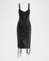 Dolce & Gabbana Flucq Lace-up Midi Bustier Dress In Black