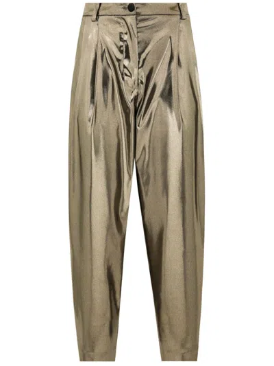 Dolce & Gabbana Foil Tapered Trousers In S0985 Oro Antico