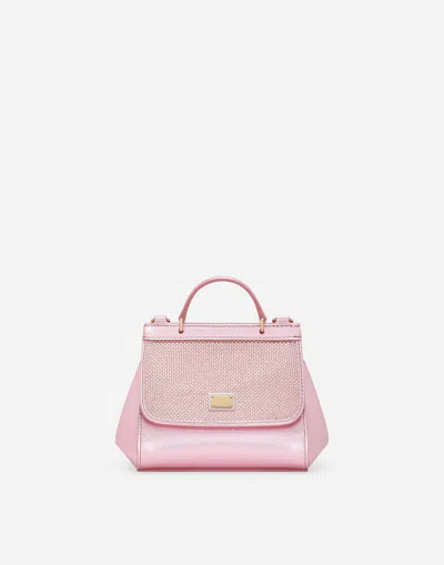 Dolce & Gabbana Foiled Calfskin Sicily Bag In Pink
