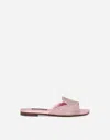 Dolce & Gabbana Foiled Lambskin Sliders With Fusible Rhinestones In Pink