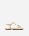 Dolce & Gabbana Foiled Leather Sandals In Gold