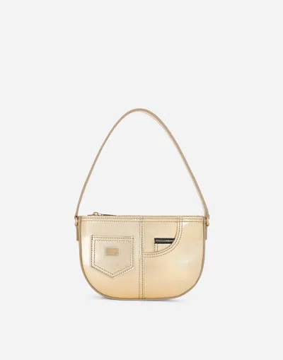 Dolce & Gabbana Foiled Nappa Leather Dg Girlie Handbag In Gold