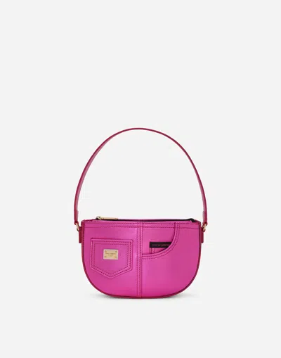 Dolce & Gabbana Kids' Foiled Nappa Leather Shoulder Bag In Fuchsia