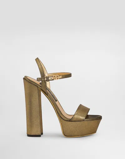 Dolce & Gabbana Foiled Organzine Sandals In Gold