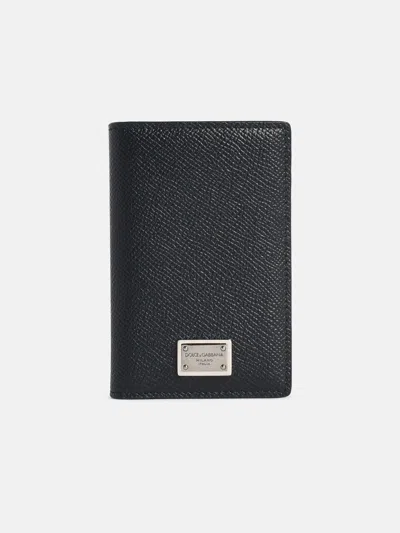 Dolce & Gabbana 'fold' Black Dauphine Leather Card Holder