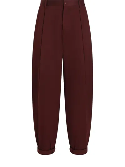 Dolce & Gabbana Folded-edge Trousers In Red