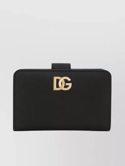Dolce & Gabbana Foldover Logo Top Cardholder In Black