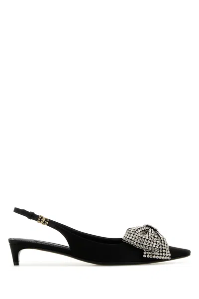 DOLCE & GABBANA SCARPE CON TACCO IN RASO NERO DONNA
