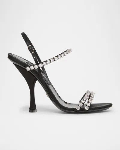 DOLCE & GABBANA FORMALE EMBELLISHED SATIN SANDALS