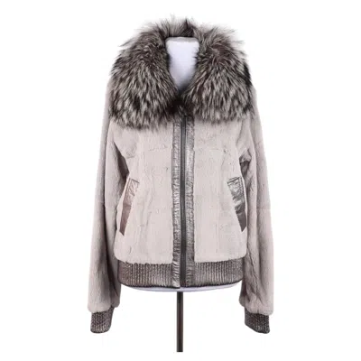 Pre-owned Dolce & Gabbana Fox And Weasel Fur Jacket/coat In Gray