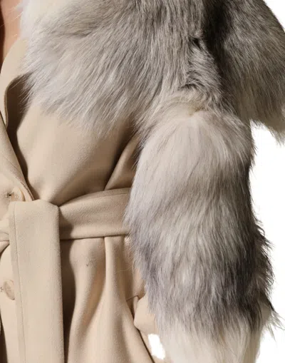 Dolce & Gabbana Fox Fur Shawl In Neutral