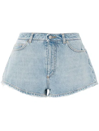 DOLCE & GABBANA FRAYED COTTON DENIM SHORTS