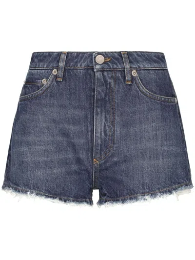 Dolce & Gabbana Frayed Denim Shorts In Blue