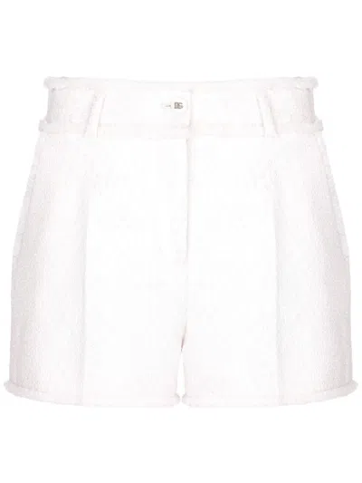 Dolce & Gabbana Frayed Detailing Tailored Shorts In White