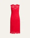 Dolce & Gabbana Calf-length Sheath Dress In Floral Cordonetto Lace In Dark Red