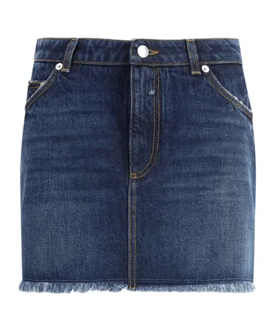 DOLCE & GABBANA DOLCE  GABBANA FRAYED HEM MINI DENIM SKIRT