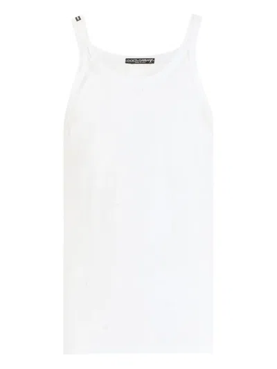 Dolce & Gabbana Frayed-trim Tank Top In White