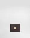 Dolce & Gabbana Dauphine Calfskin Wallet With Branded Tag In Purple