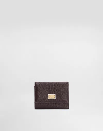Dolce & Gabbana Dauphine Calfskin Wallet With Branded Tag In Purple