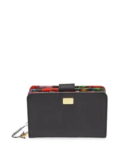 Pre-owned Dolce & Gabbana French Zip-around Leather Wallet In Black