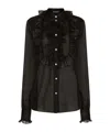 Dolce & Gabbana Organza Ruffles Long-sleeved Shirt In Black