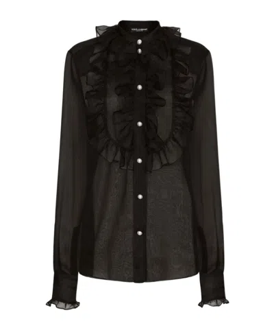 DOLCE & GABBANA DOLCE  GABBANA RUFFLE DETAILED SHIRT