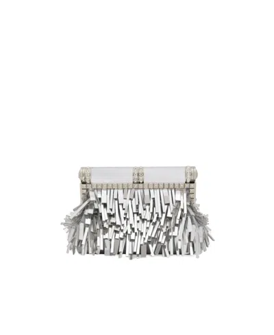 Dolce & Gabbana Fringe Effect Clutch Bag In White