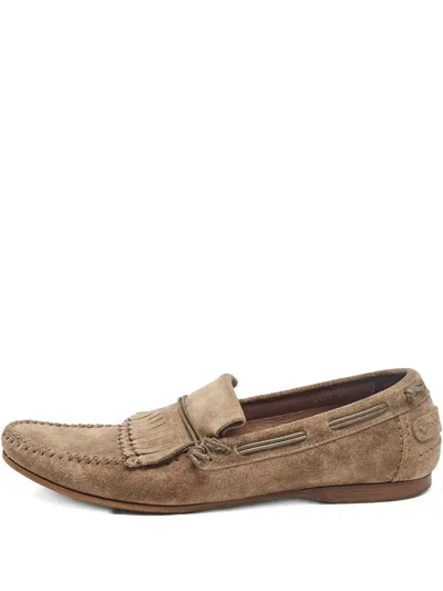 Pre-owned Dolce & Gabbana Fringe Suede Loafers