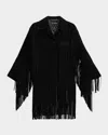 Dolce & Gabbana Fringe Suede Single-breasted Jacket In Black