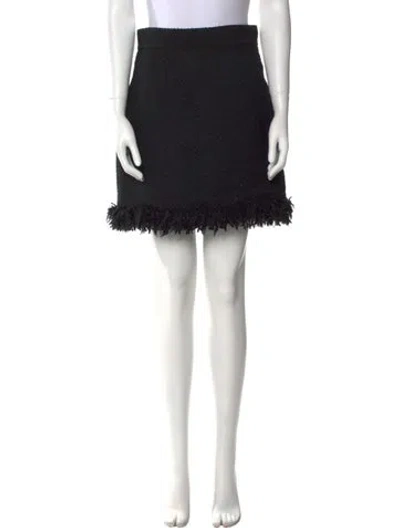 Pre-owned Dolce & Gabbana Fringe Trim Accent Mini Skirt In Black