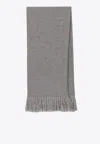 Dolce & Gabbana Fringed Knitted Scarf In Gray