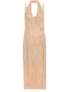 Dolce & Gabbana Calf-length Dress With Sequined Fringe Embellishment In Pink