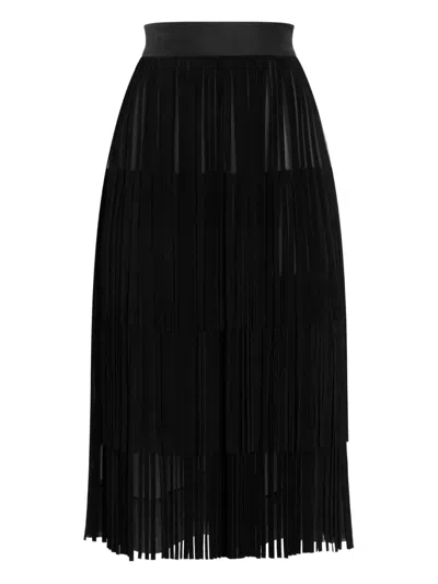 Dolce & Gabbana Fringed Organza Skirt In Black