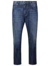 Dolce & Gabbana Faded Stitched Cotton Jeans With Back Pockets In Blue
