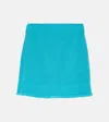 Dolce & Gabbana Fringed Wool-blend Tweed Miniskirt In Blue