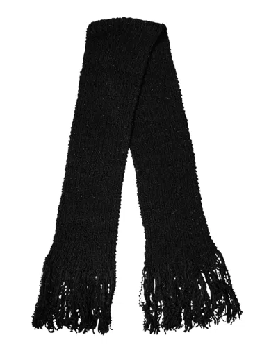 Dolce & Gabbana Fringed Wool Scarf In Black