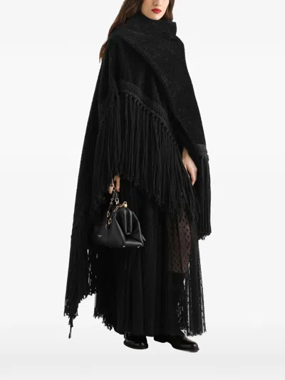Dolce & Gabbana Fringed-edge Cape In Black