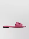 Dolce & Gabbana Leather Slides With Cut-out Logo In Pink